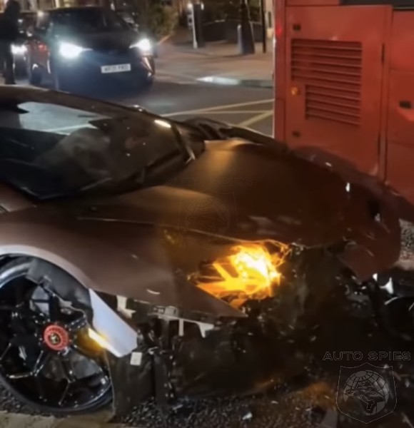 WATCH: Lamborghini Aventador Some How Crashes Into A London Double